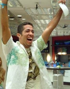 Jean Wyllis comemorando sua vitória no BBB em 2005